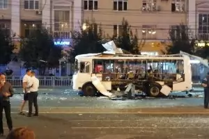 Автобус на градския транспорт избухна във Воронеж (ВИДЕО)