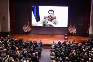 Във видеообръщение пред двете камари на американския Конгрес украинският президент
