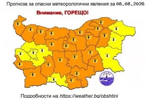 В 2/3 от България е обявен оранжев код за опасно горещо време