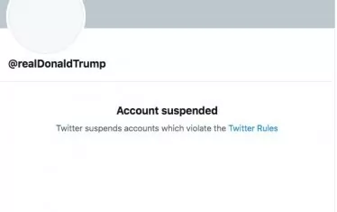 Профилът на Тръмп в "Туитър" при блокирането. В момента той не може да бъде открит при търсене в тази социална мрежа.