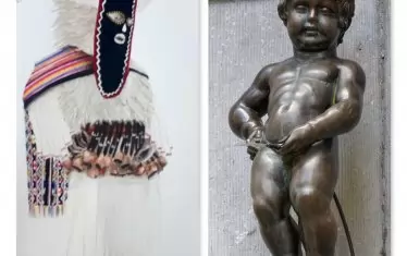 Манекен Пис облече български кукерски костюм