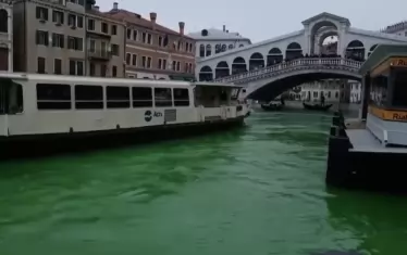 Хората на Грета Тунберг боядисаха Канале Гранде в зелено